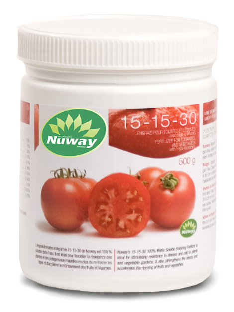 Engrais soluble pour tomates et légumes 15-15-30