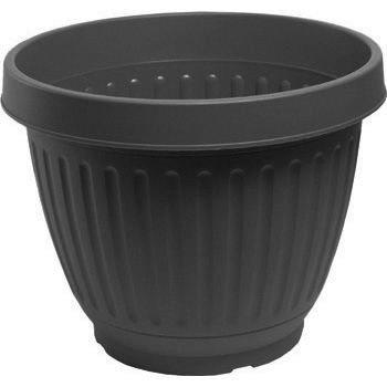 Pot patio rond noir ligné 15½''