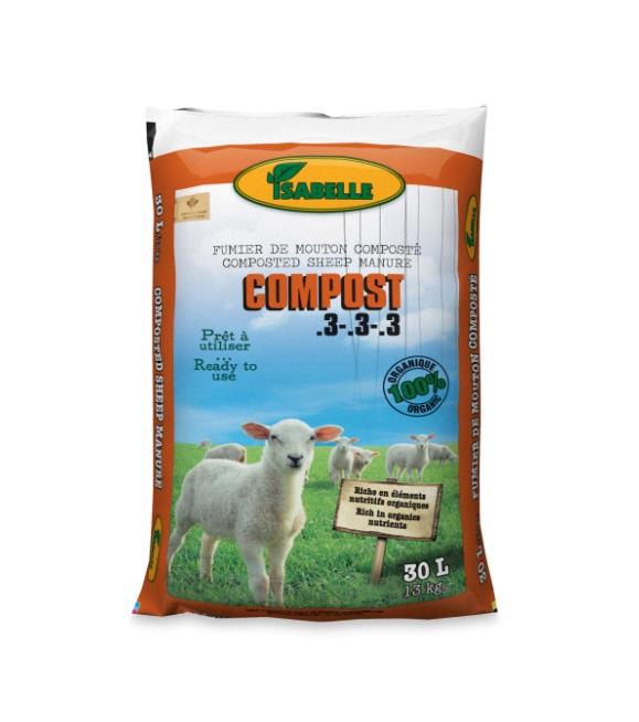 Fumier de mouton composté (.3-.3-.3) Isabelle *Organique SAC ORANGE