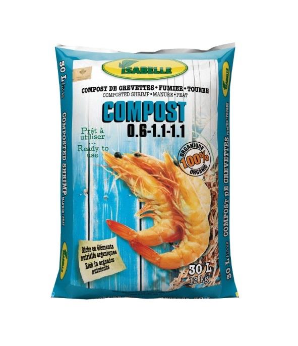 Compost de crevettes-fumier-tourbe (0.6-1.1-1.1) Isabelle *Organique* SAC BLEU